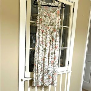 FRYE COTTON BLEND XS pastel button down Floral Sleeveless Dress - White and Pink